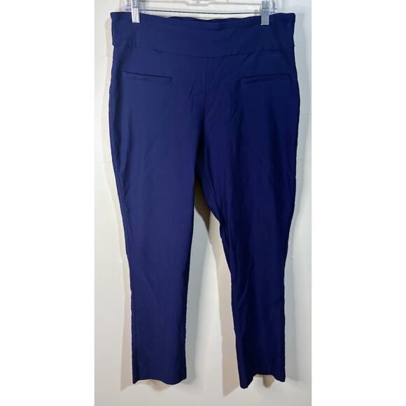 crown & ivy Pants - Crown & Ivy Navy Stretch Pull On Slim Ankle Pants w/ Bow Accents on Legs Size 16